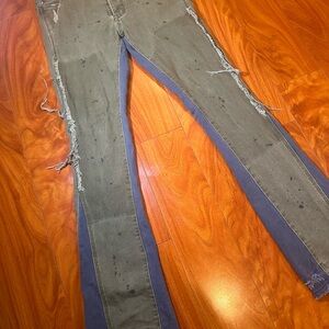 Valabasas Stacked Olive and Blue Jeans 32x32